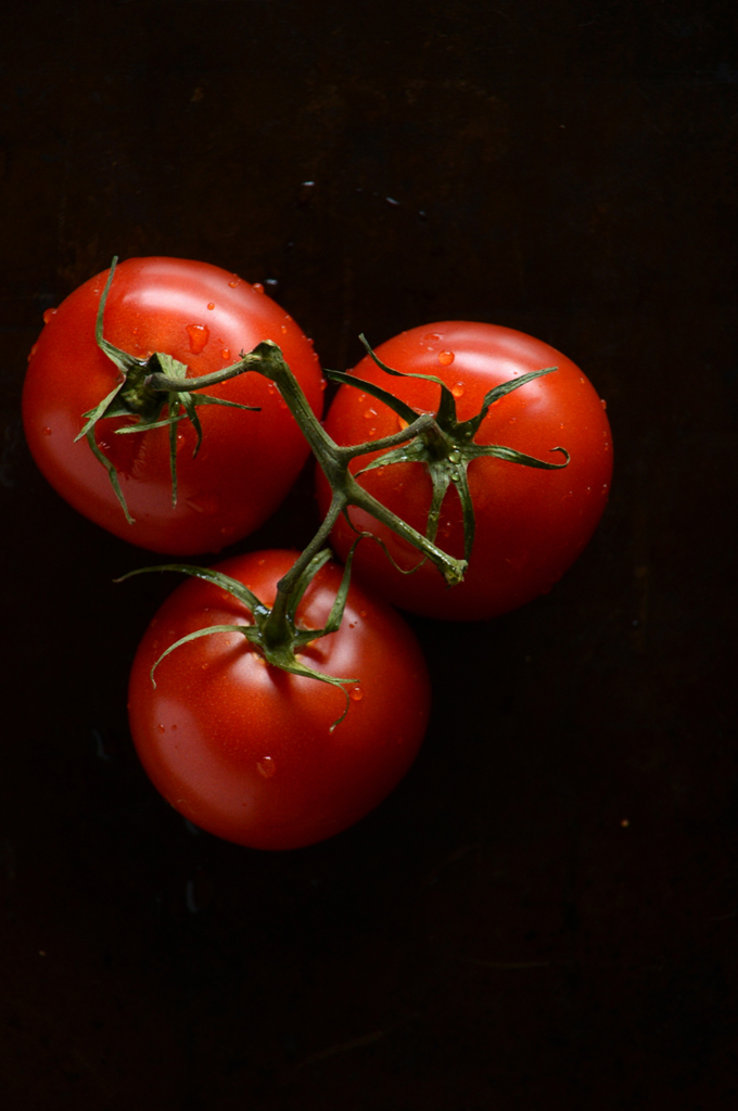 Three on-the-vine tomatoes for making soup