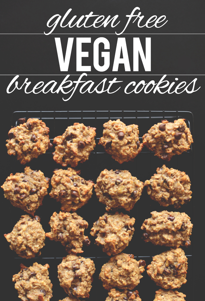 Batch of our healthy gluten-free vegan breakfast cookies on a cooling rack