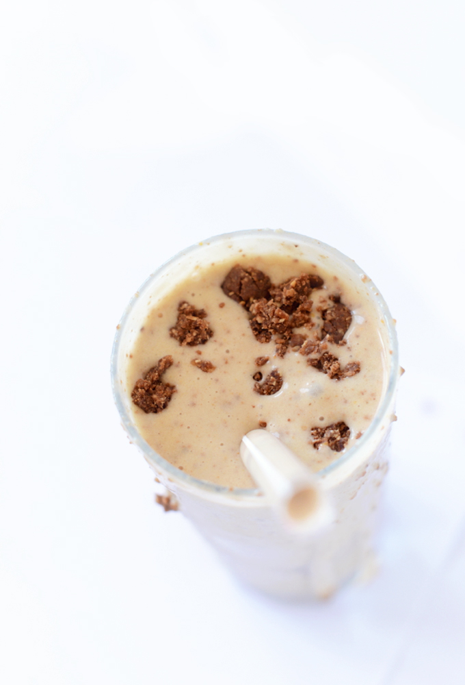 Glass of our No-Bake Cookie Blizzard recipe for a creamy vegan dessert