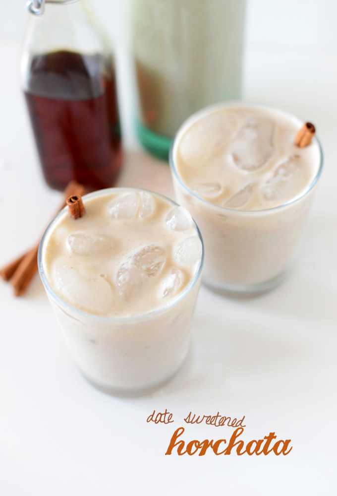 Two glasses of delicious Date-Sweetened Horchata