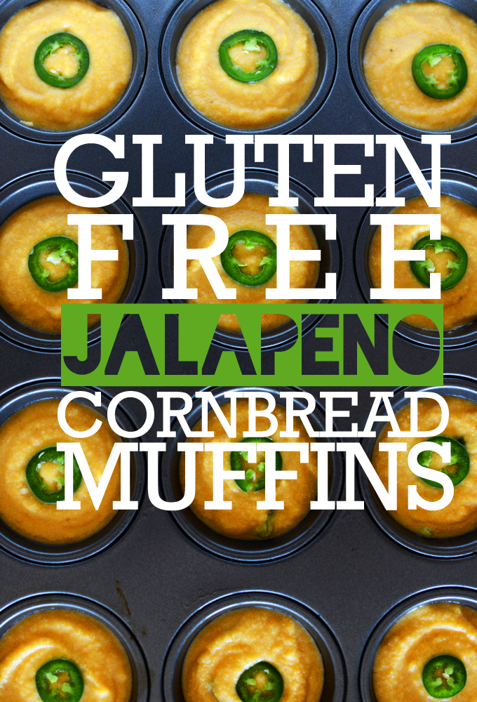 Muffin tin filled with Gluten-Free Jalapeno Cornbread Muffins