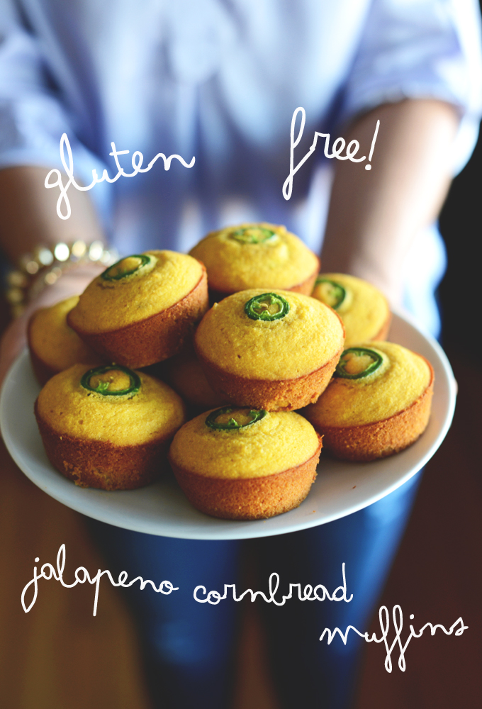 Plate of Gluten-Free Jalapeno Cornbread Muffins for our Thanksgiving recipe roundup