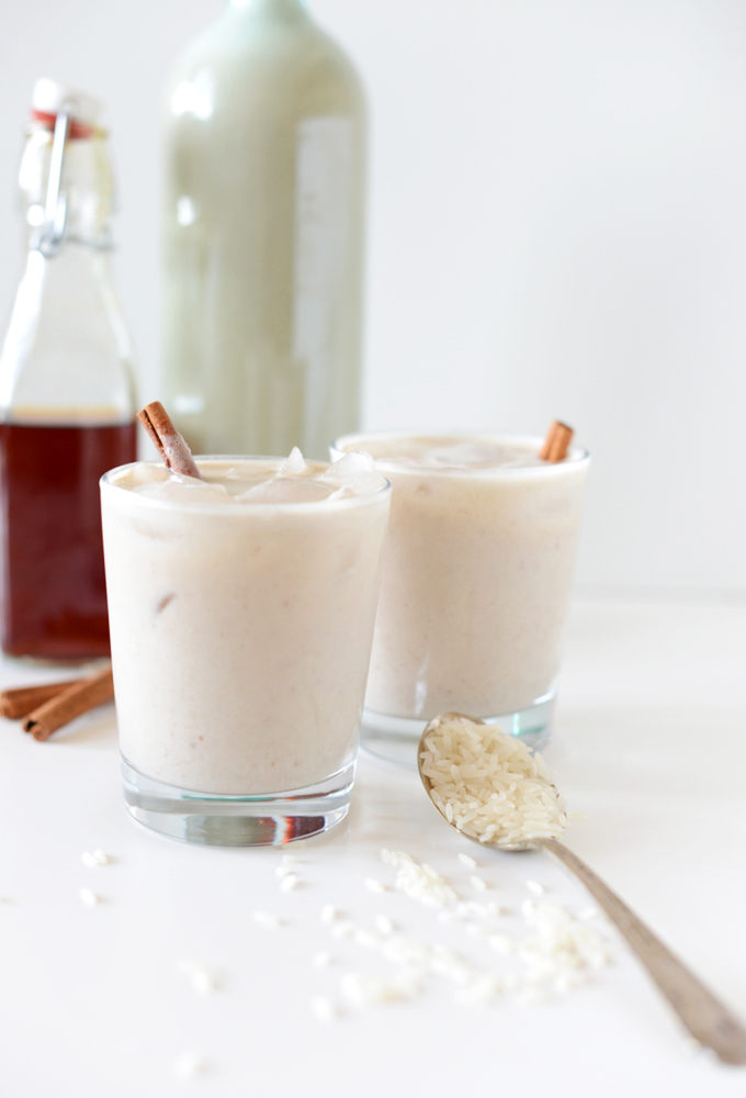 Glasses of Healthy Horchata sweetened with dates