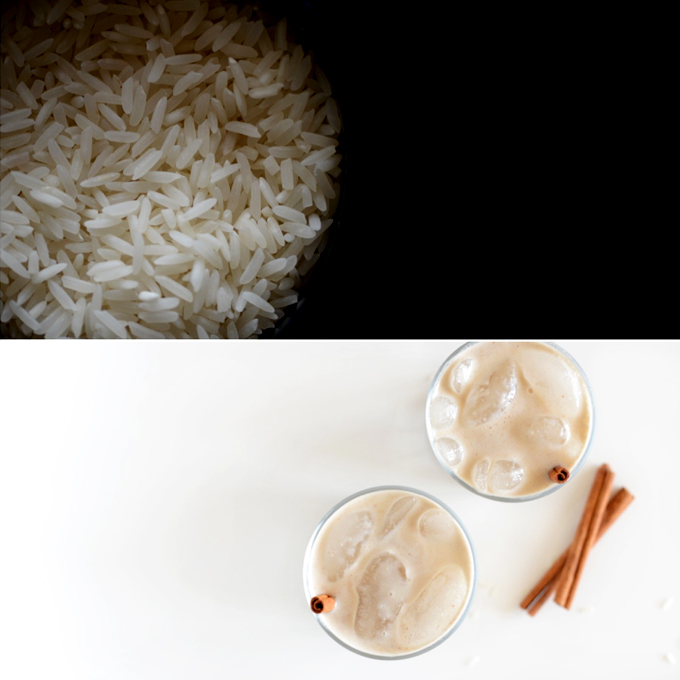 Rice and glasses of our Vegan Horchata recipe