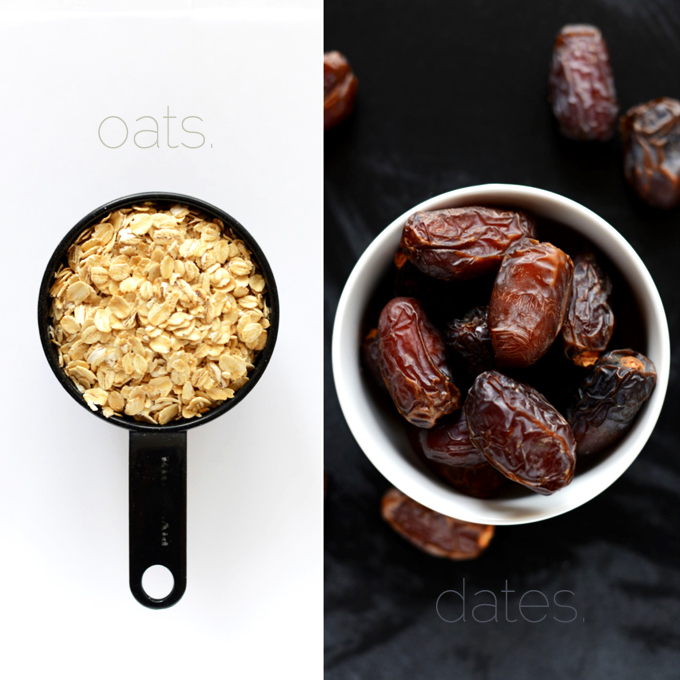 Oats and dates for making a delicious apple oatmeal recipe