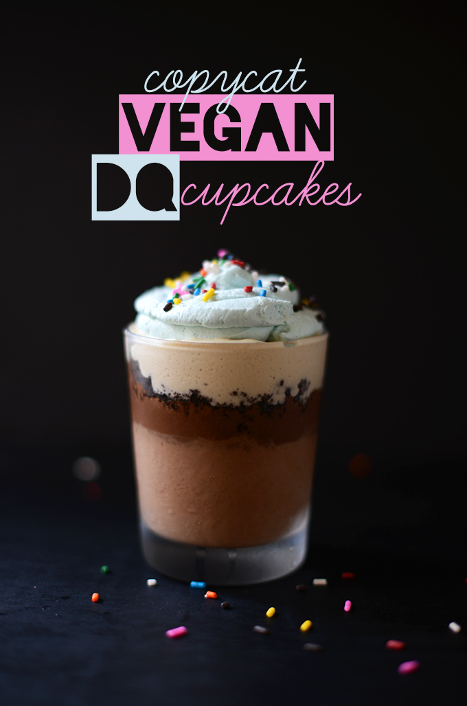 Glass filled with our Copycat Vegan DQ Cupcake recipe