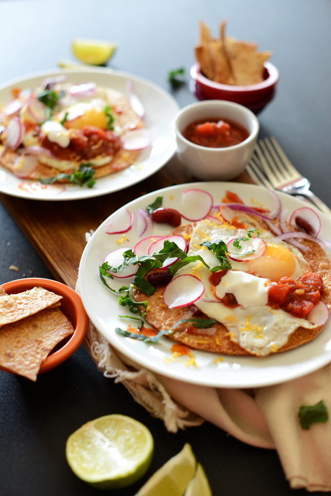 Plates of our Mexican Toastadas for a healthy gluten-free breakfast