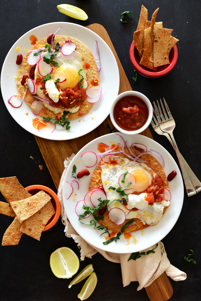 Two servings of our delicious Gluten-Free Mexican Breakfast Tostadas