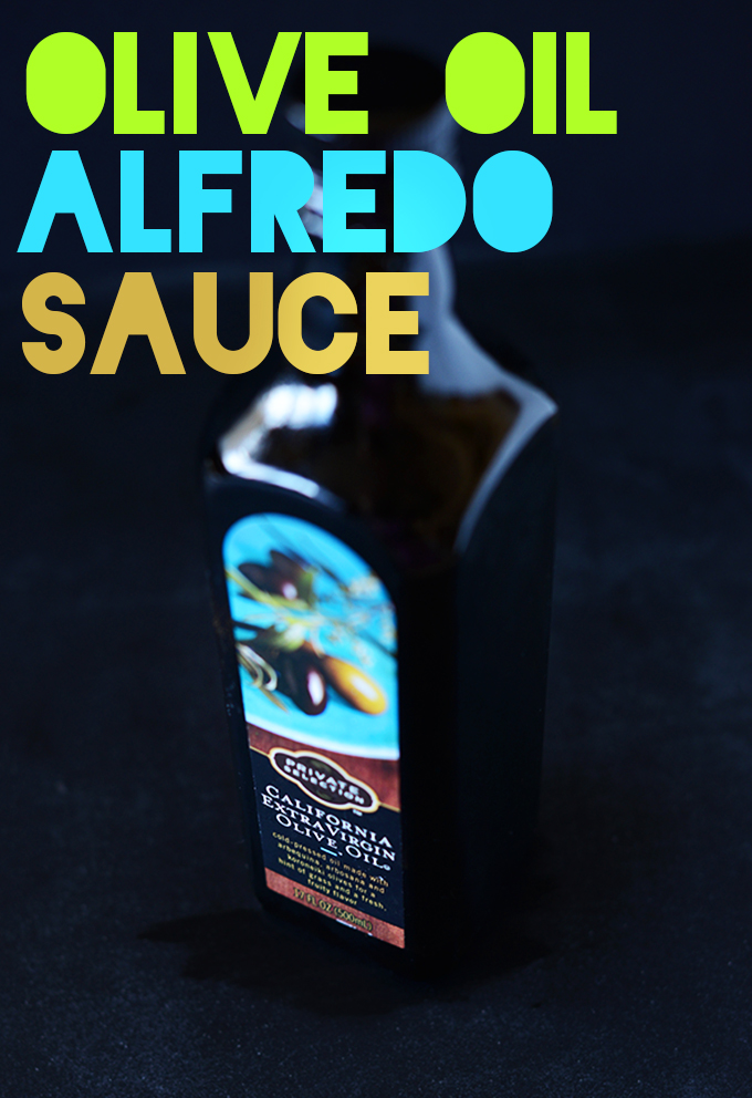 Bottle of olive oil for making Alfredo Sauce without butter