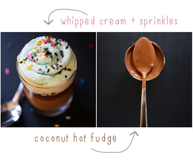 A Vegan Ice Cream Cupcake and a spoonful of coconut hot fudge