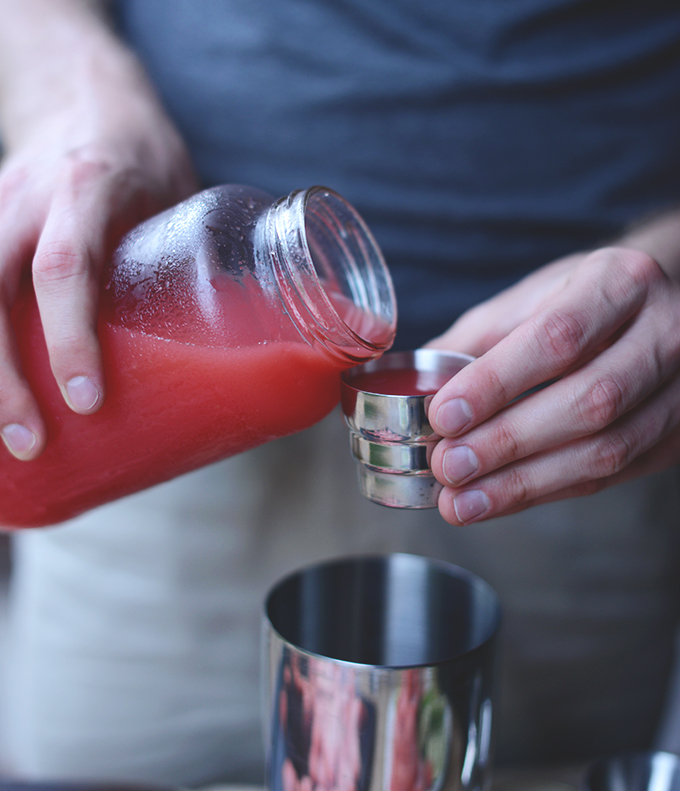 Making homemade Watermelon Margaritas with Lime