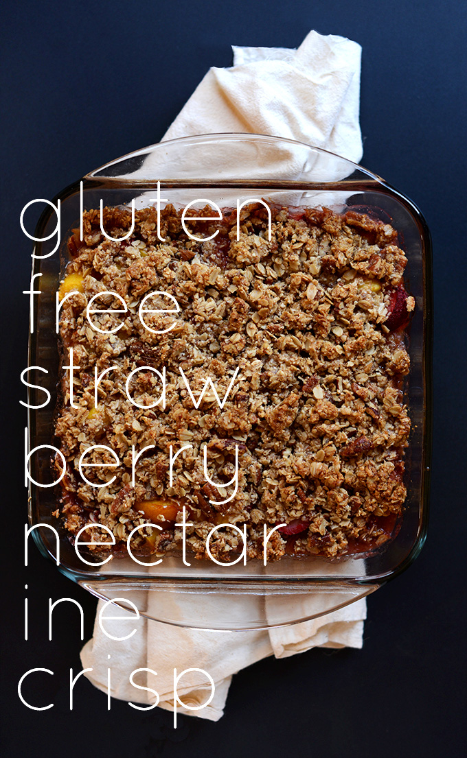 Pan of Strawberry Crisp for a delicious gluten-free dessert