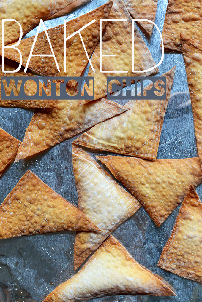 Batch of our homemade Baked Wonton Chips
