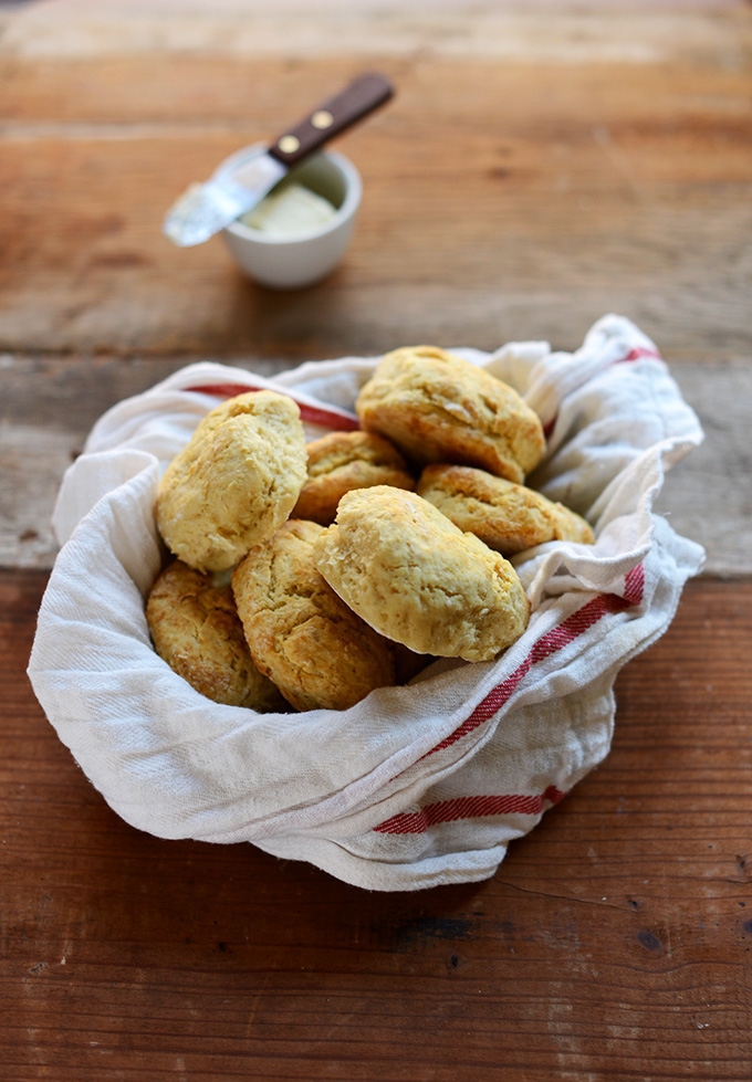 Batch of The Best Vegan Biscuits wrapped in a kitchen towel