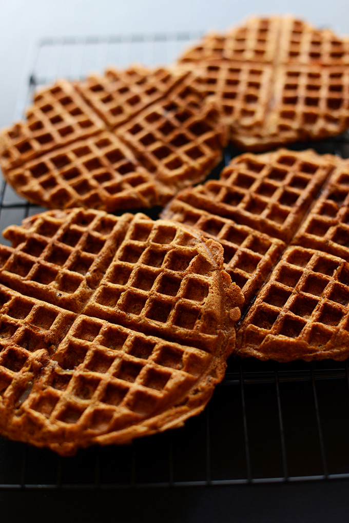 Freshly cooked batch of our Vegan Apple Waffles recipe