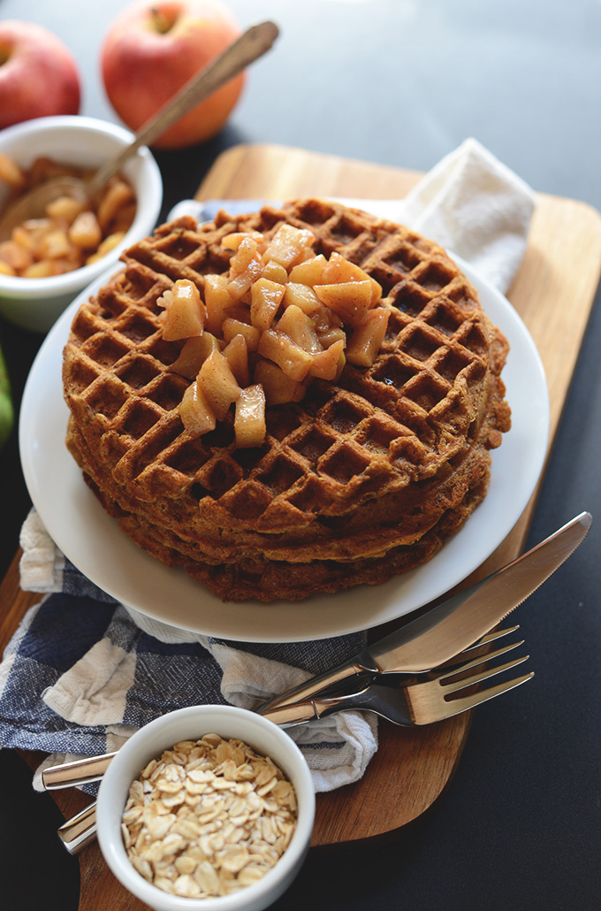 Stack of delicious homemade Cinnamon Apple Waffles