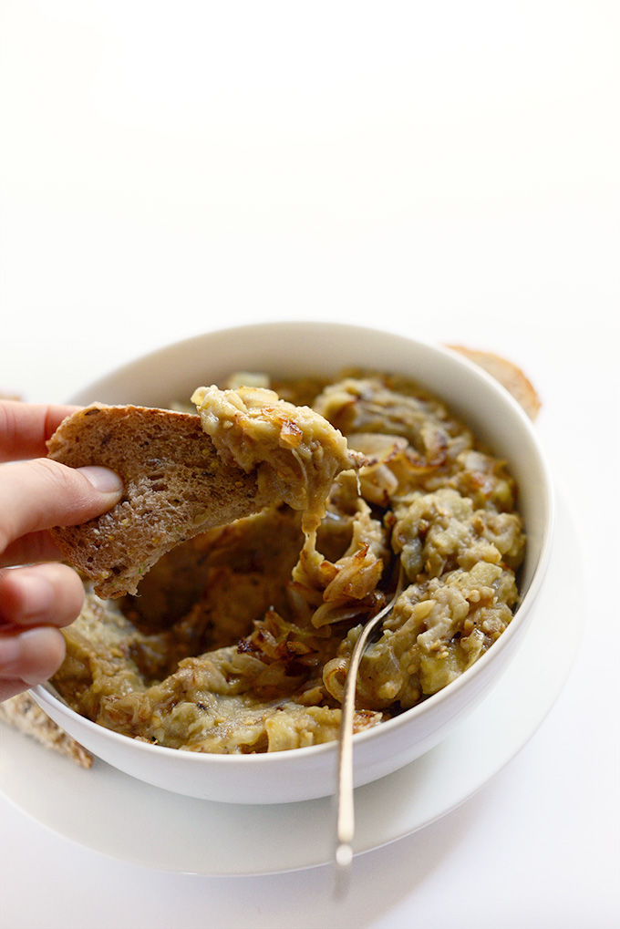 Bowl of Easy Persian Eggplant Dip for our Thanksgiving recipe roundup