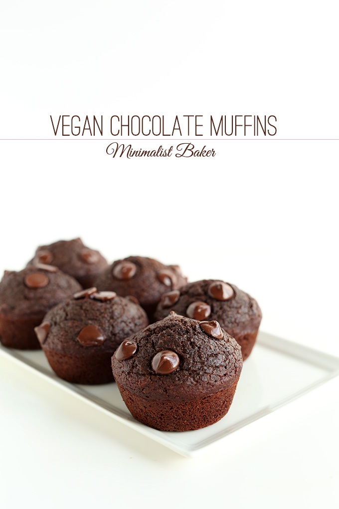 Plate of Vegan Double Chocolate Muffins