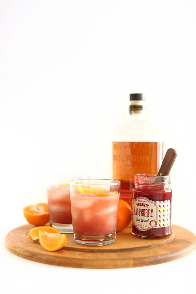 Glasses of Raspberry Jam Winter Bourbon Smash