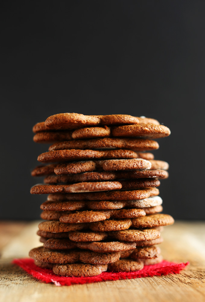 Tall stack of Vegan Gingerbread Men cookies