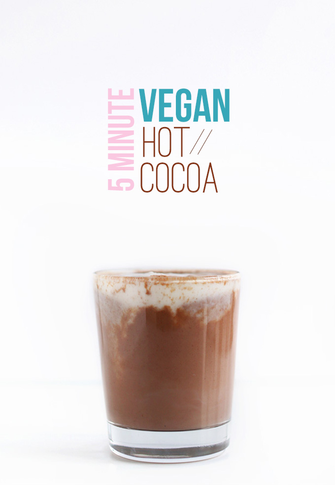 Glass filled with our Vegan Hot Cocoa Recipe