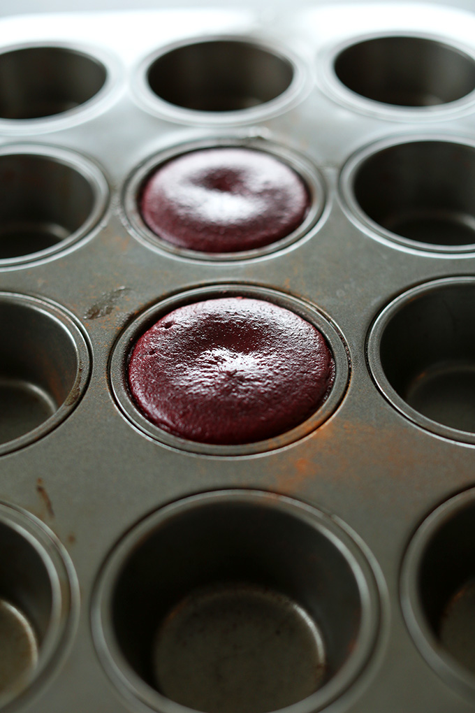 Mini Vegan Chocolate Cakes in muffin tins