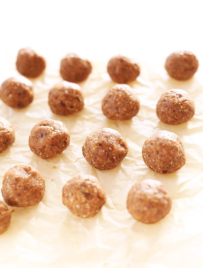 Parchment paper filled with vegan Peanut Butter Truffle centers