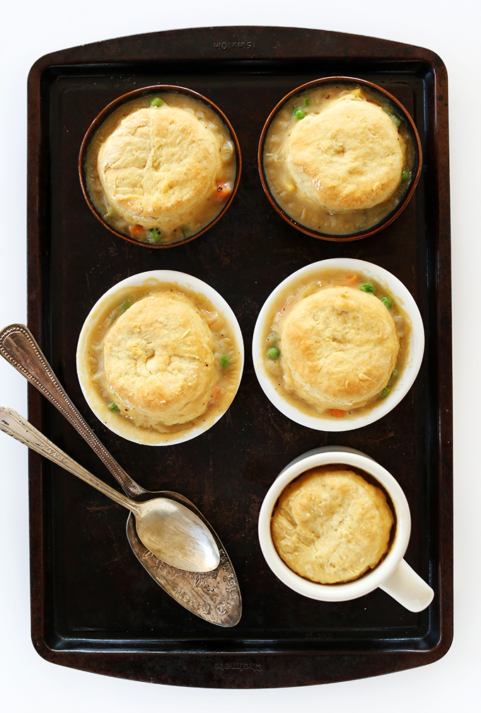 Homemade Vegan Pot Pies made with flaky homemade vegan biscuits