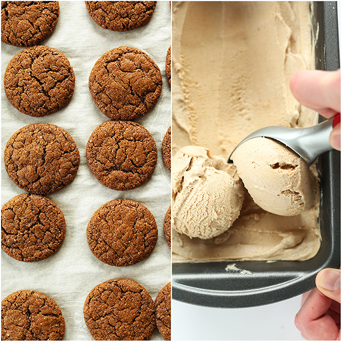 Ginger cookies and Vegan Chai Ice Cream for making ice cream sandwiches
