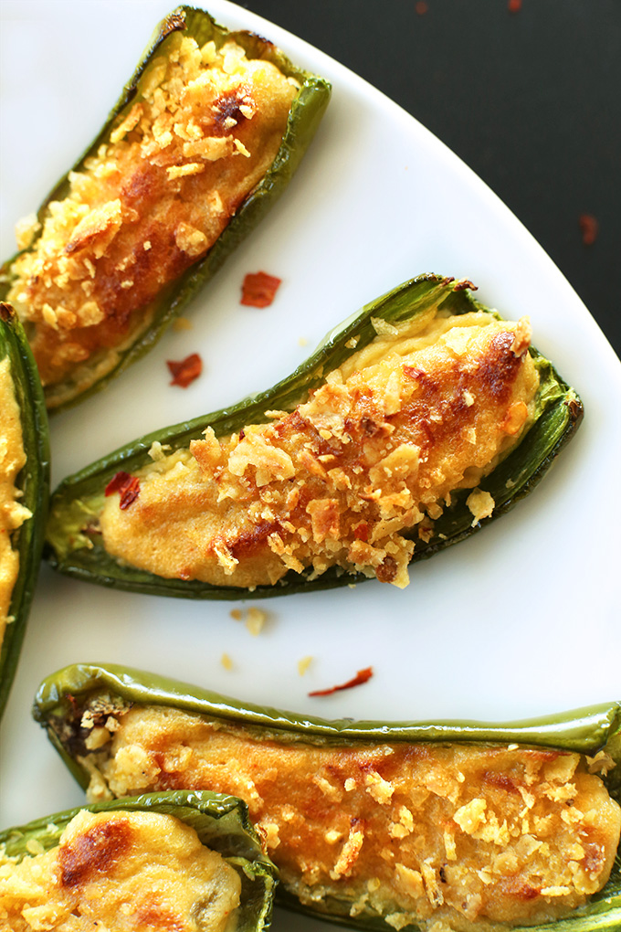 Close up shot of delicious Vegan Jalapeno Poppers