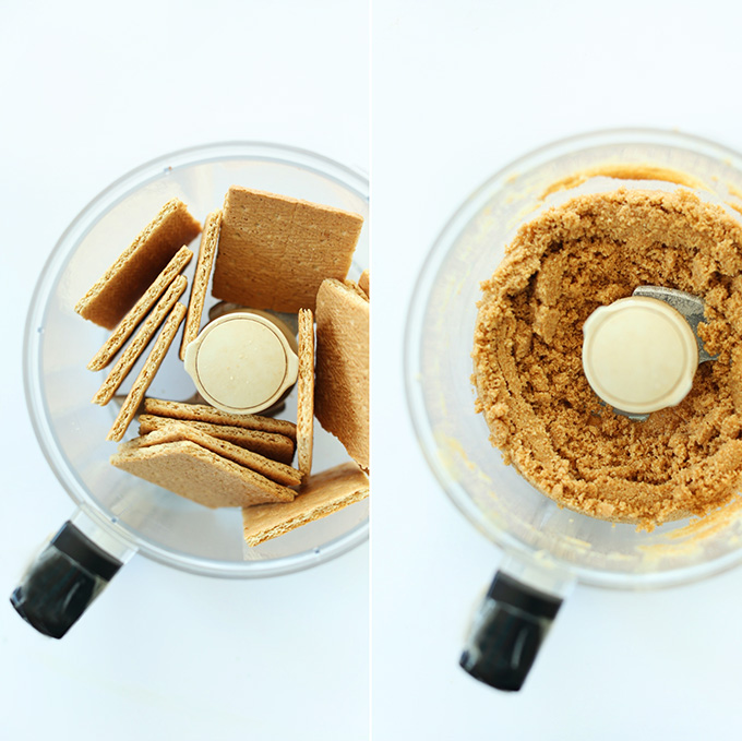 Making vegan graham cracker crust in the food processor
