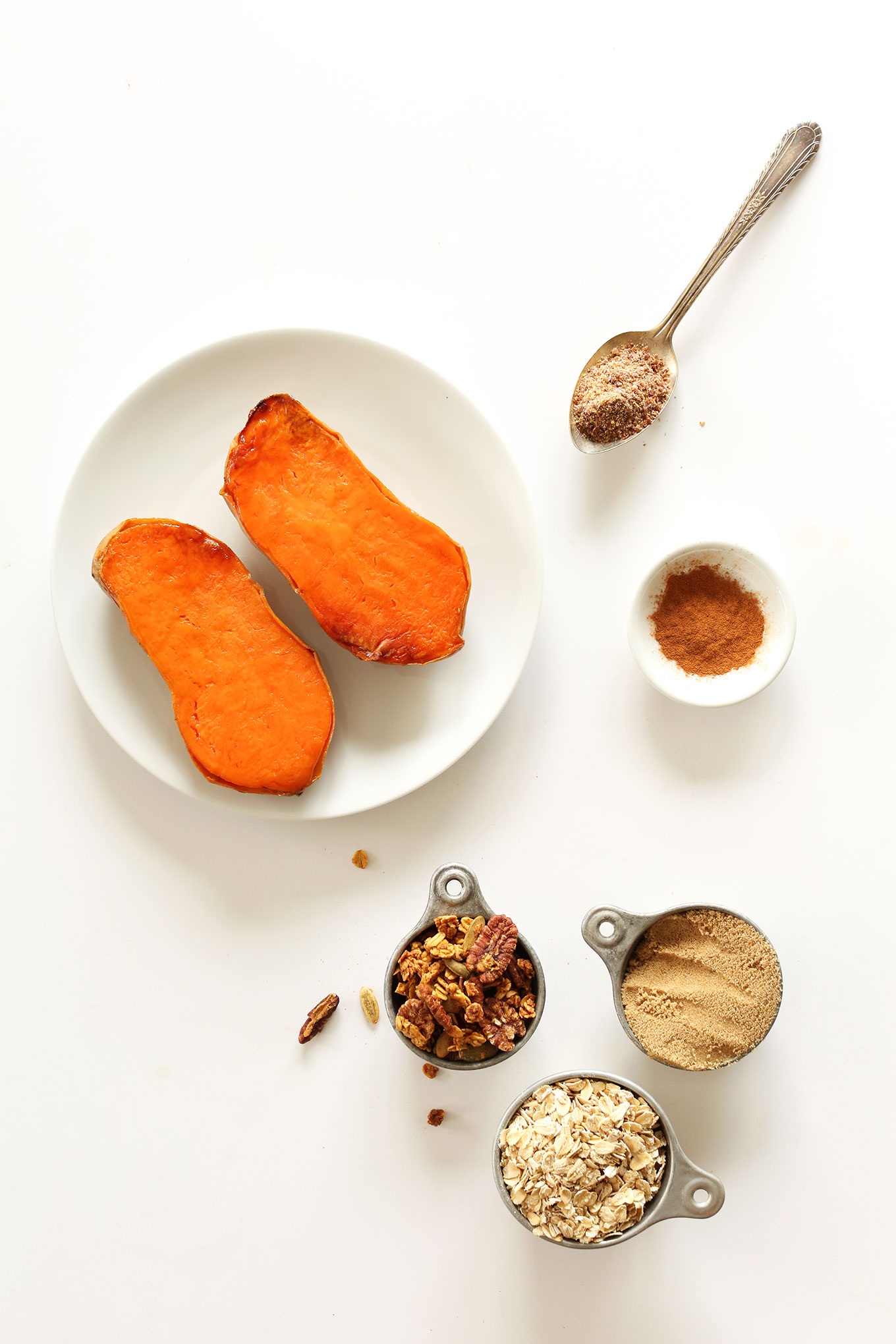 Ingredients for making our healthy Sweet Potato Pie Oats breakfast recipe