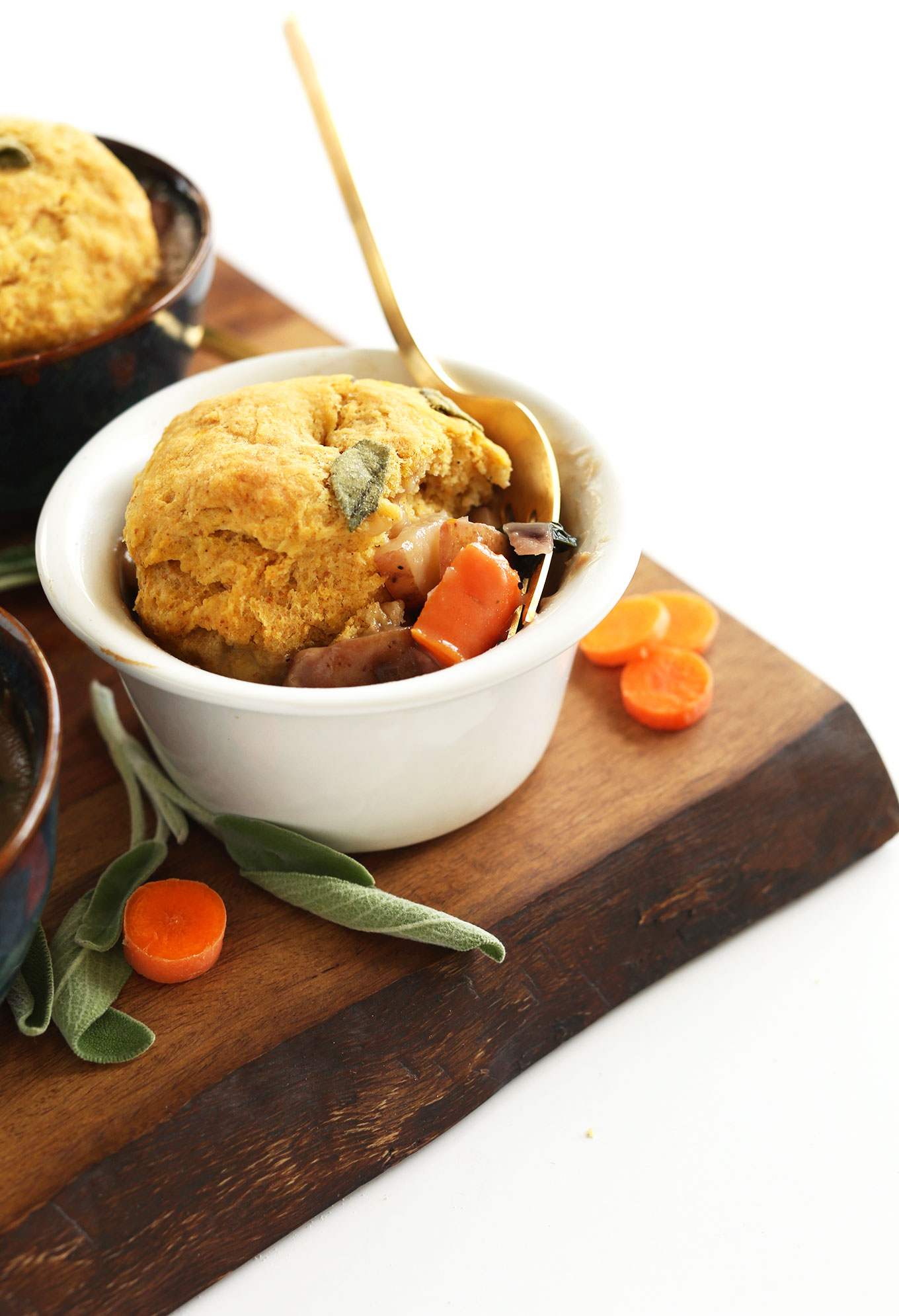 Bowls of our veggie-loaded Vegan Fall Pot Pies