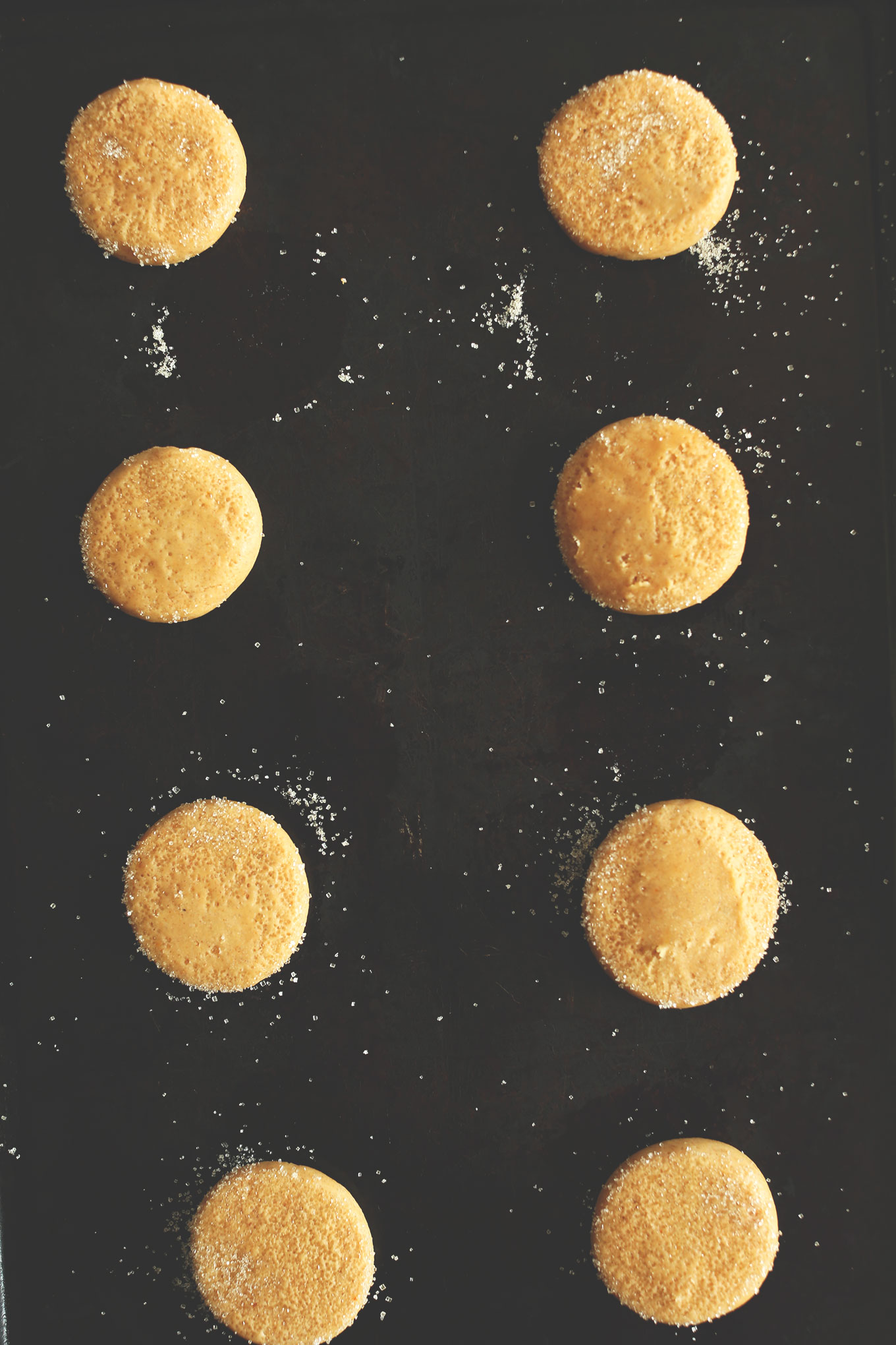 Vegan Pumpkin Sugar Cookies on a baking sheet