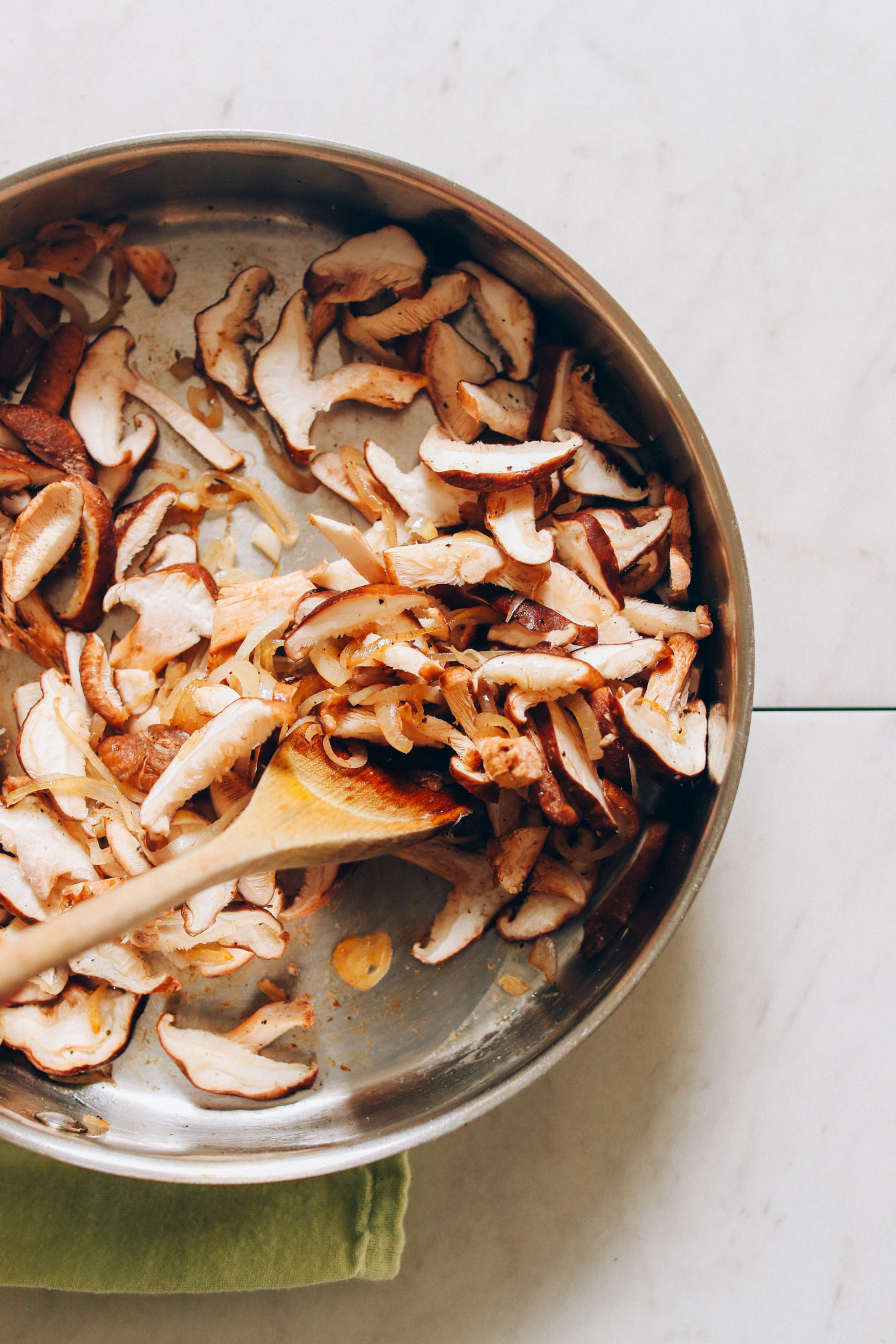 Sautéing shitake mushrooms for homemade gluten-free vegan risotto