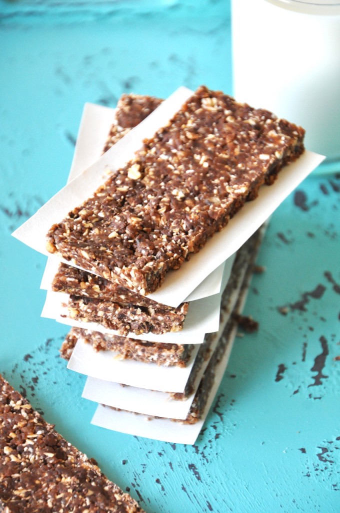 Stack of our No-Bake Cookie Bars for a delicious on-the-go treat