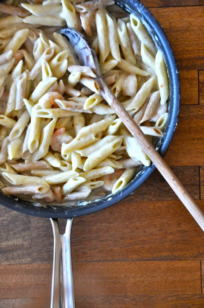 Big pan of Healthy Alfredo for a simple comforting dinner