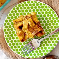 Plate with a serving of our Pumpkin French Toast Bake recipe