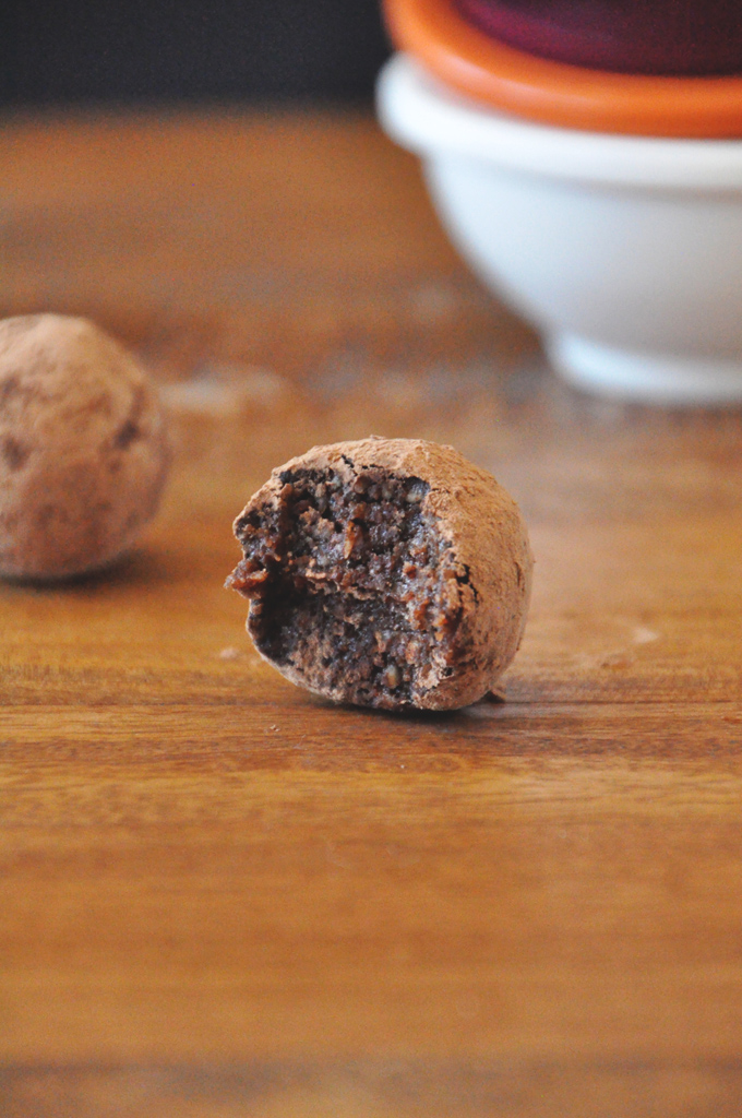 Showing the delicious tender inside of a Raw Mayan Vegan Truffle