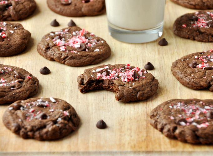 Batch of our Chewy Double Chocolate Peppermint Cookies recipe
