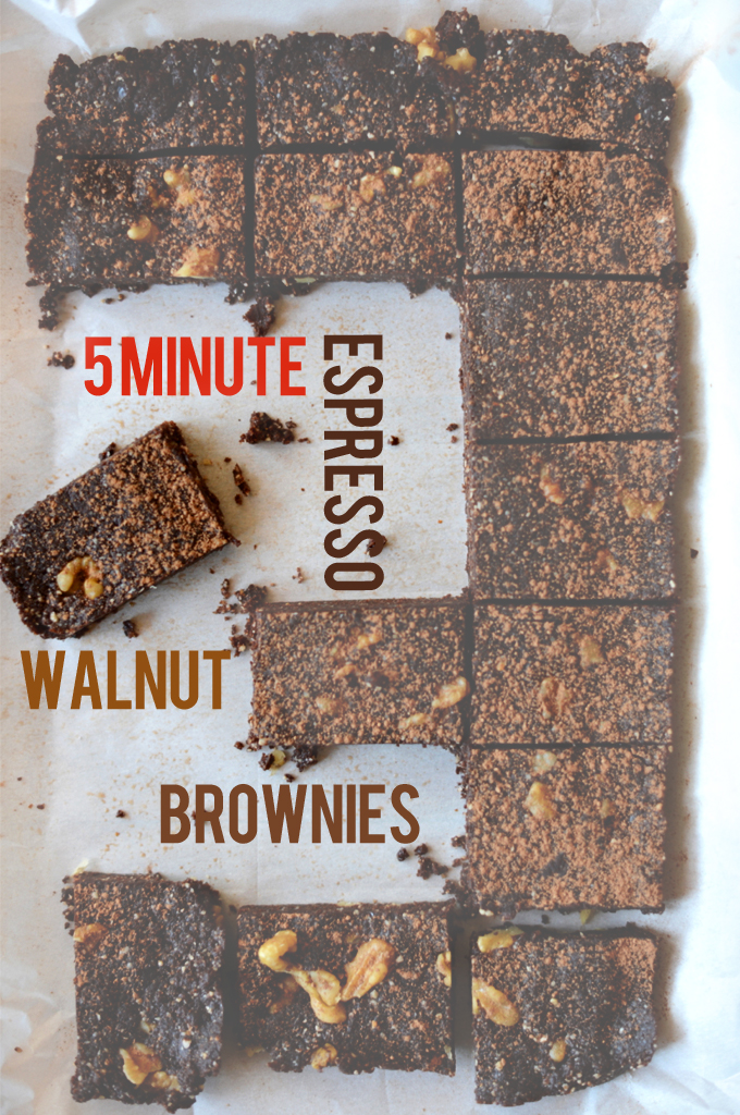 Batch of homemade Espresso Walnut Brownies on a baking sheet
