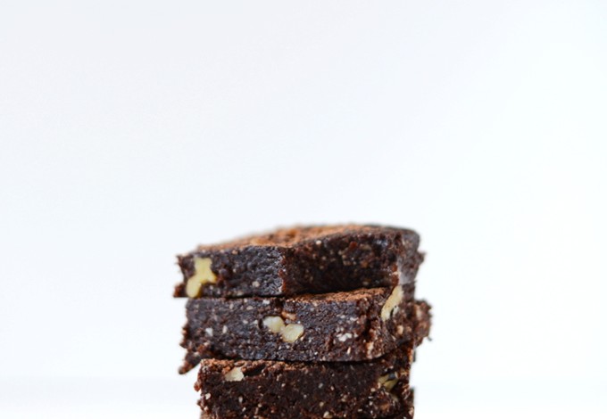 Stack of our delicious 5-Minute Espresso Walnut Brownies recipe