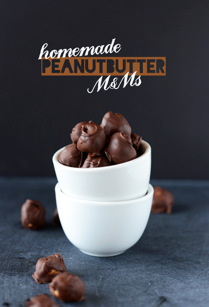 Bowl of homemade gluten-free vegan Peanut Butter MMs