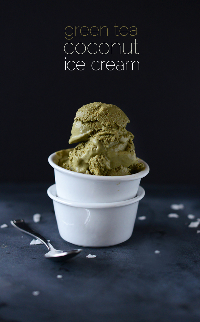 Extra big scoop of Green Tea Coconut Ice Cream in a bowl