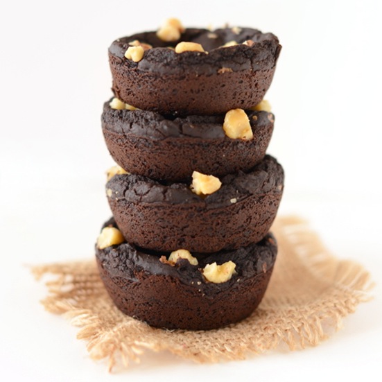 Stack of 4 Vegan Gluten-Free Black Bean Brownies made with walnuts