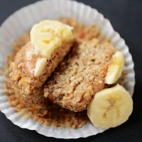 Gluten-Free Vegan Banana Almond Meal Muffin cut in half
