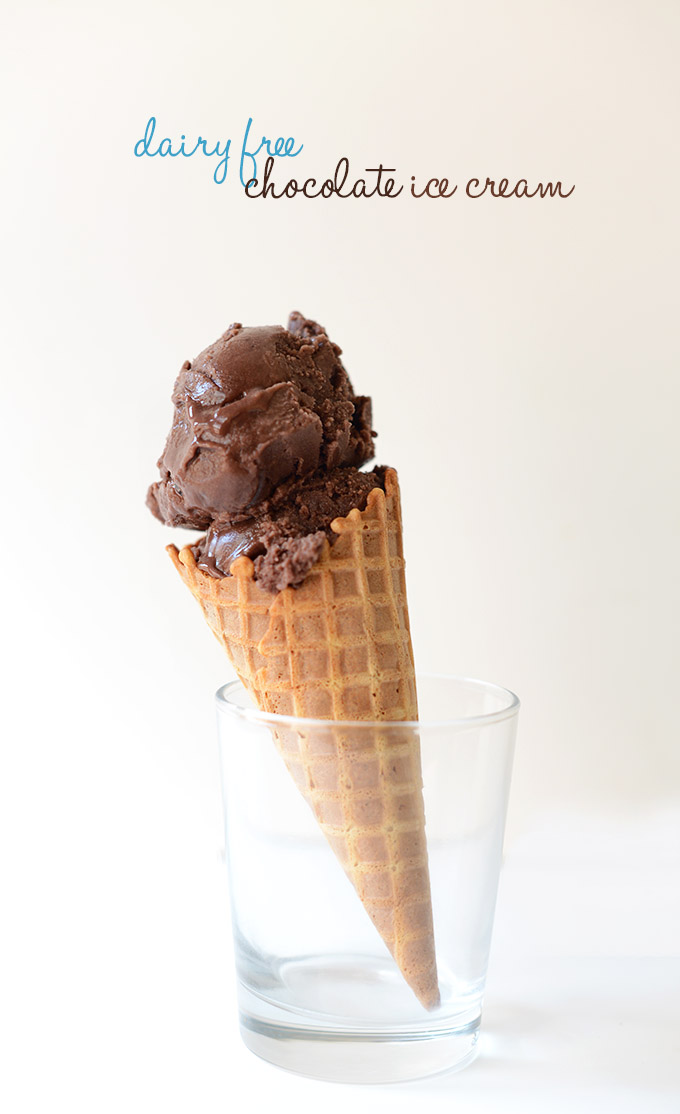 Scoops of Dairy-Free Chocolate Ice Cream in a waffle cone