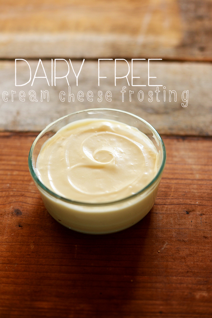 Bowl of our delicious Dairy-Free Cream Cheese Frosting recipe