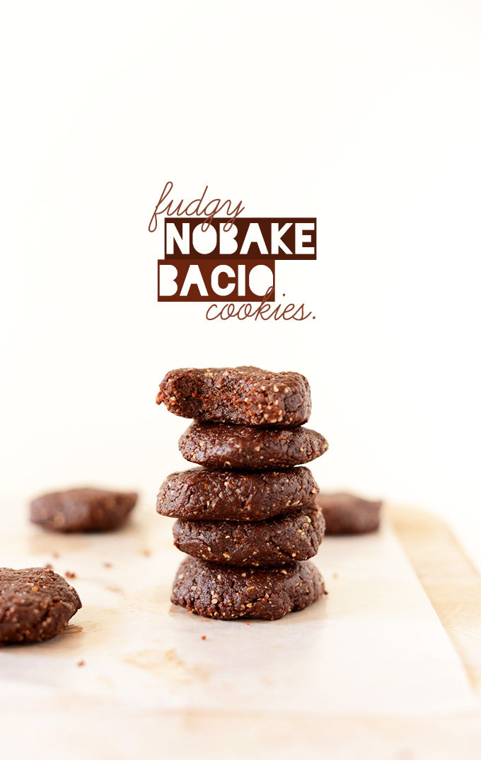 Stack of our Fudgy No-Bake Bacio Cookies recipe