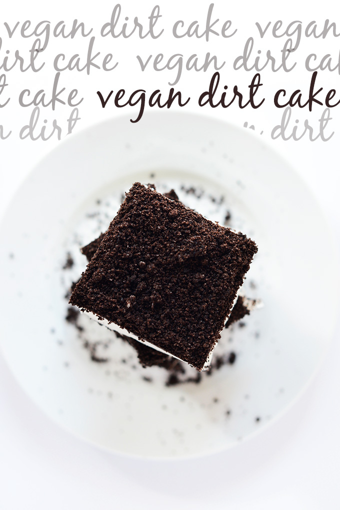 Top down shot of slices of Vegan Dirt Cake
